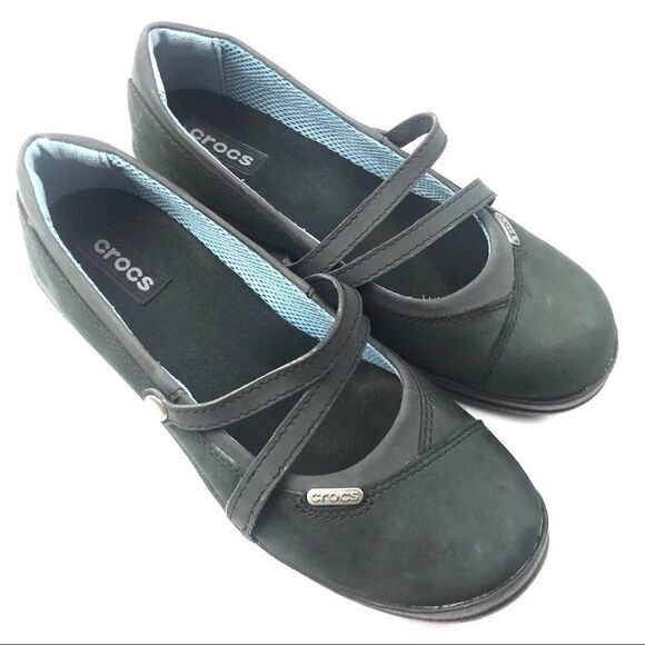 Crocs Patricia Leather Slip On Shoes Size 8W - Picture 1 of 10